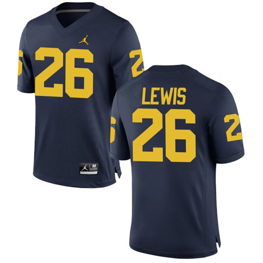 Michigan Wolverines Men's NCAA Jourdan Lewis #26 Navy Alumni Game College Football Jersey QXM4549WE